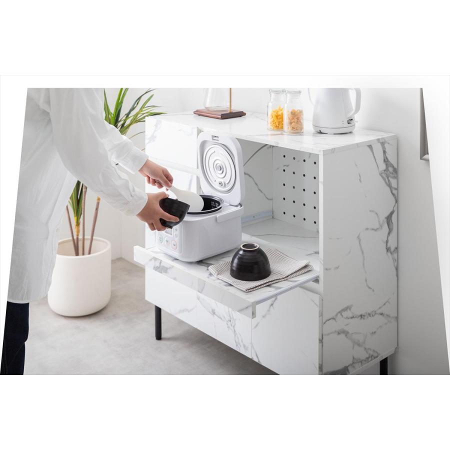 幅86cm】Ellis 大理石柄レンジ台 レンジボード キッチン収納 食器棚