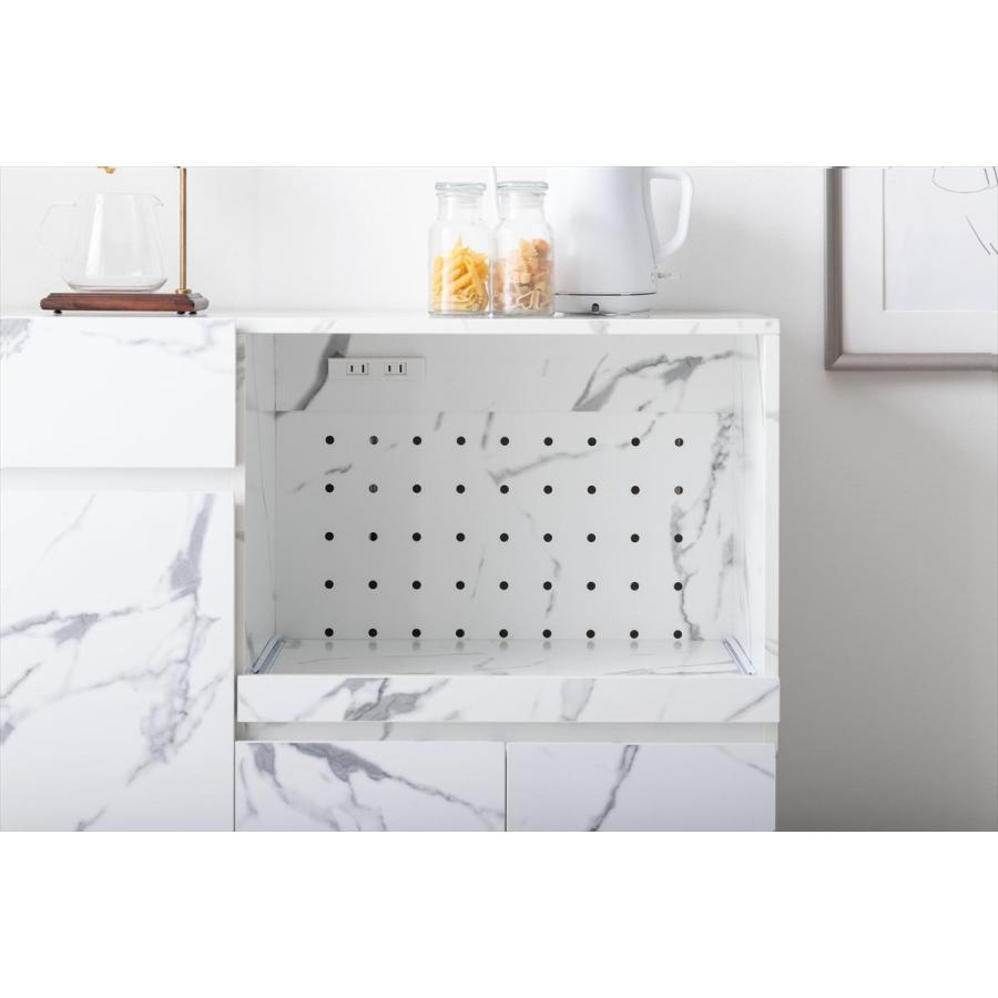 幅86cm】Ellis 大理石柄レンジ台 レンジボード キッチン収納 食器棚