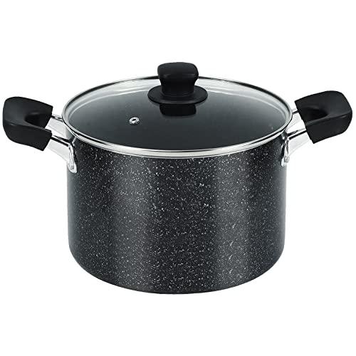 パール金属 カレー・シチューポット 22cm ガラス蓋付 IH対応 マーブル