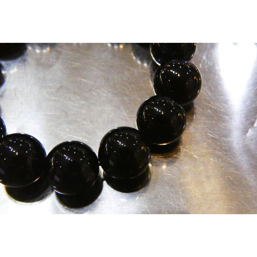 最強の魔除け 漆黒の水晶 特大モリオン16mm珠ブレスレット sa1817 水晶