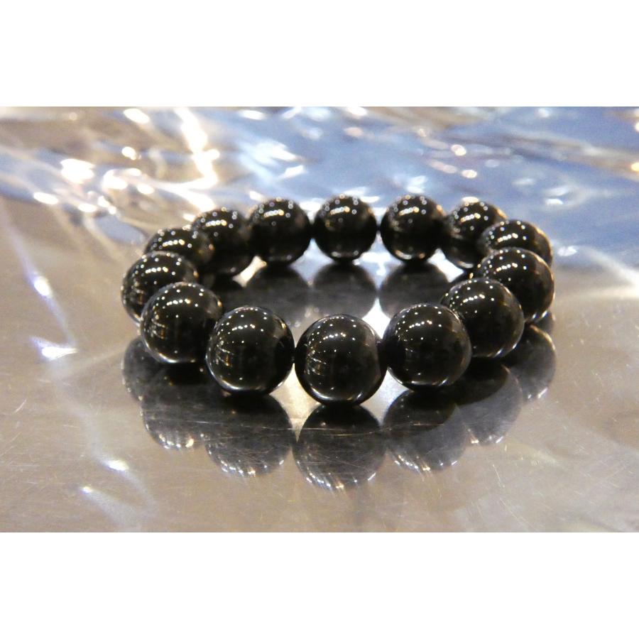 最強の魔除け 漆黒の水晶 特大モリオン16mm珠ブレスレット sa1817 水晶