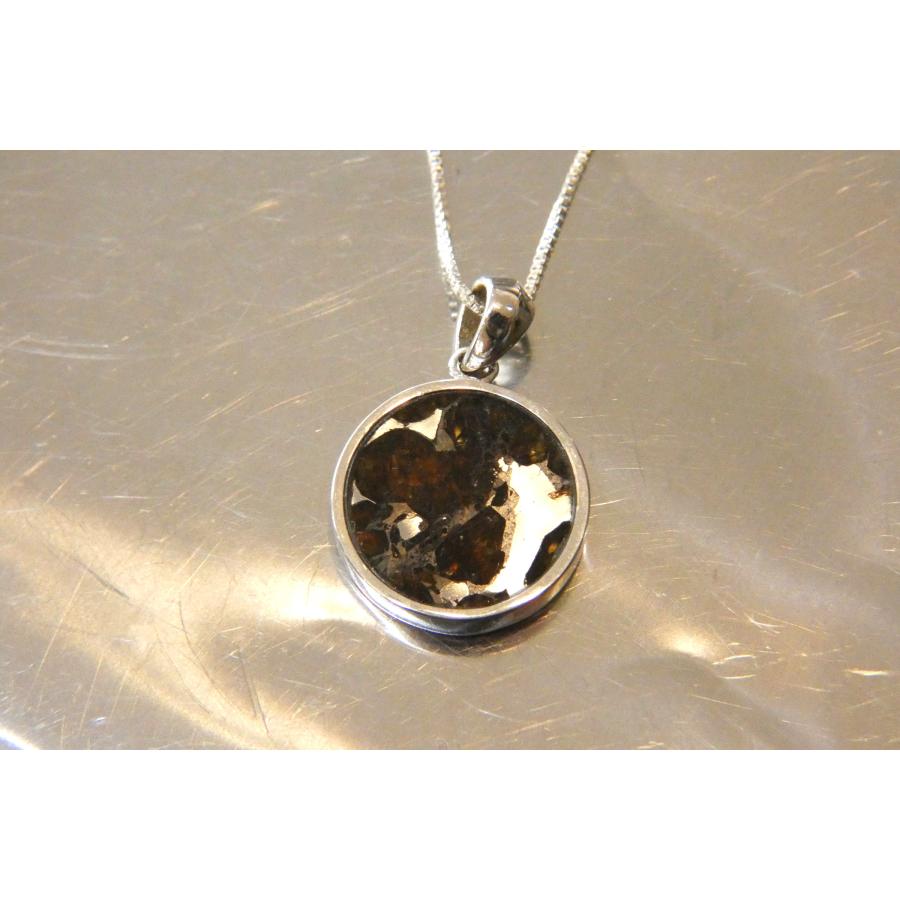 再入荷 希少な隕石 パラサイト・セリコ隕石 ペンダント sa1878 : 地球