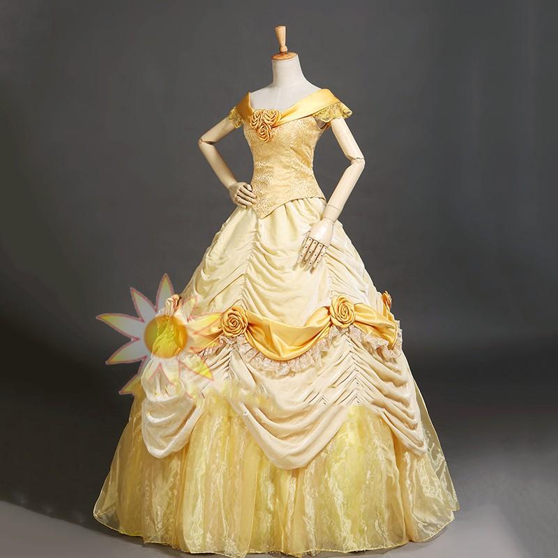 メーカー直売 キャラクター衣装 美女と野獣 コスプレ お姫様 プリンセスドレス ワンピース ベル 女性用 ハロウィン ｍ1223 レディース ドレス ミニ 大きいサイズ 女王 なりきりワンピース 驚きの安さ Applefaces Co