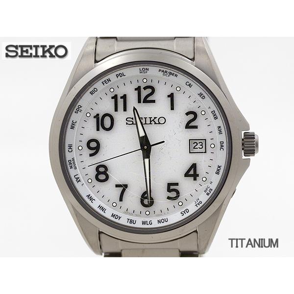 SEIKO セイコー  ソーラー電波 10気圧防水 チタン 腕時計 SBTM327の画像