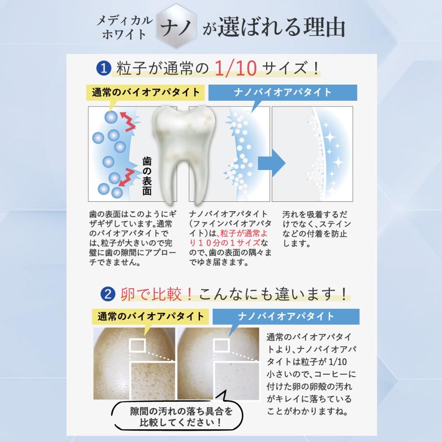 ホワイトニング 歯磨き粉 メディカルホワイトナノ80 15g 1個+2袋セット 詰め替え 袋 粉歯磨き パウダー 粉タイプ バイオアパタイト｜hospitality-shop｜05