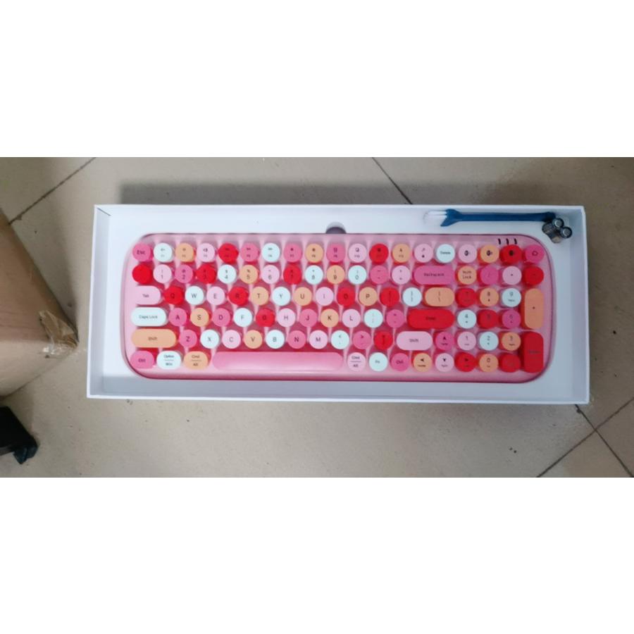 キーボード Bluetooth ワイヤレスキーボード タイプライター風キーボード レトロ かわいいキーボード 希望者のみラッピング無料 軽量 静音 円形キーキャップ コンパクト 無線キーボード