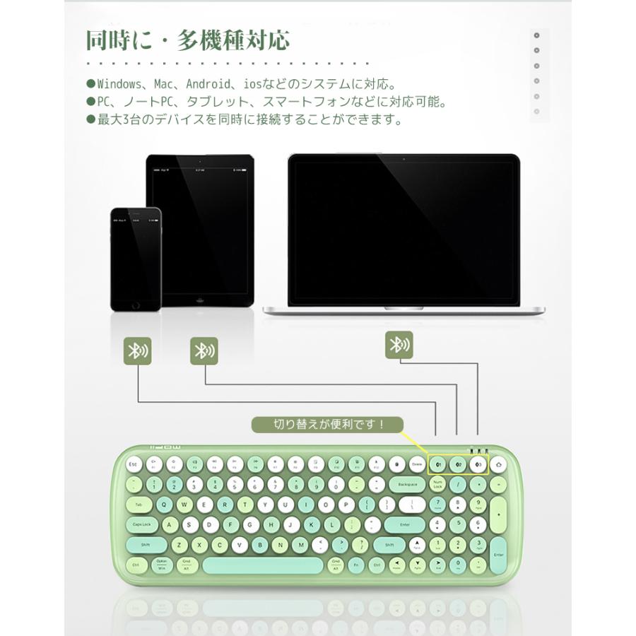 キーボード Bluetooth ワイヤレスキーボード タイプライター風キーボード レトロ かわいいキーボード 希望者のみラッピング無料 軽量 静音 円形キーキャップ コンパクト 無線キーボード