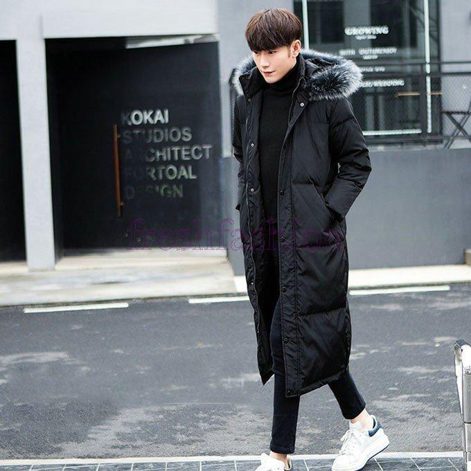 激安本物 ダウンコート おしゃれ アウター おしゃれ 定番 カジュアル ビジネス 大きいサイズ あったか 厚手 フォックスファー ロング丈 メンズ ダウンコート カラー ブラック