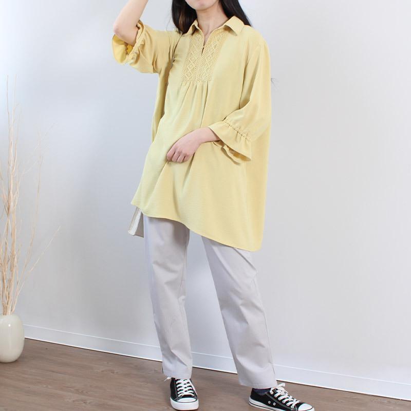 MB mint breeze セール レース切替え スキッパー チュニック MB mint breeze セール レース切替え スキッパー チュニック