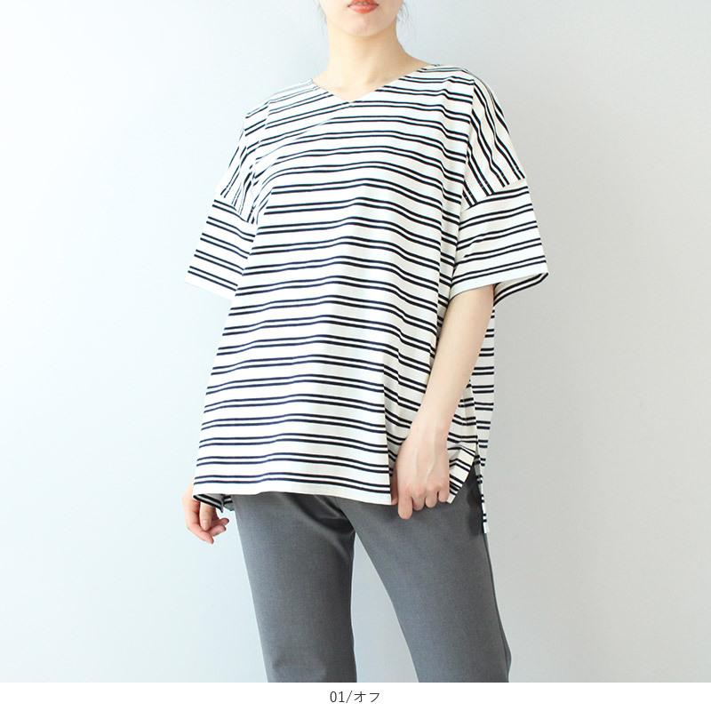 MB mint breeze セール M〜5L ゆるシルエット ランダムボーダー T 