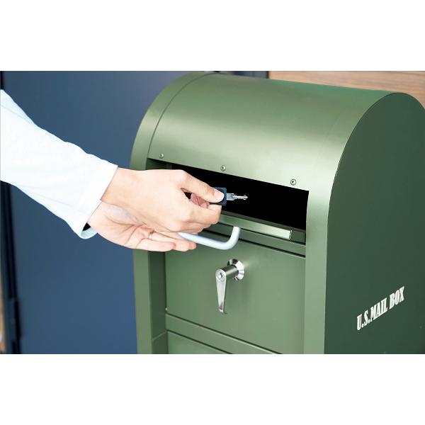 宅配BOX付スタンドポスト(U.S.)グリーン S22-0521-GR 宅配 宅配BOX付スタンドポスト(U.S.)グリーン S22-0521-GR 宅配