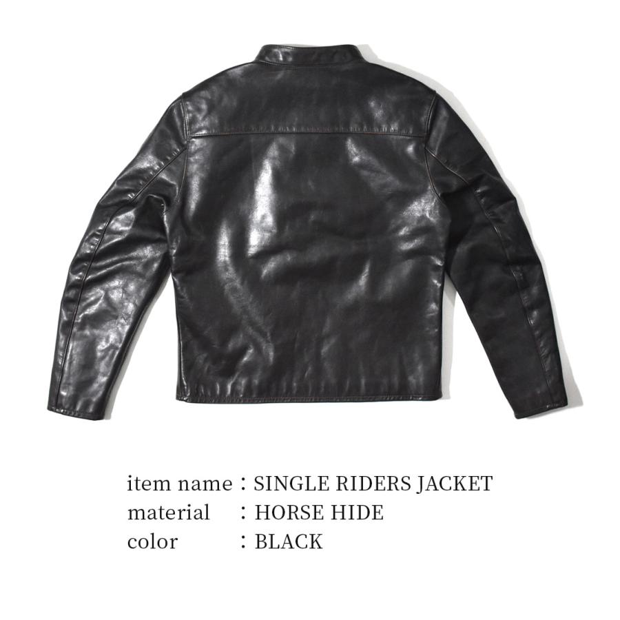 LIASON (リエゾン) シングルライダースジャケット ホースハイド 馬革 茶芯レザー ブラック SH-220010JKT バイカージャケット アメジャン ブルゾン　Y706の画像