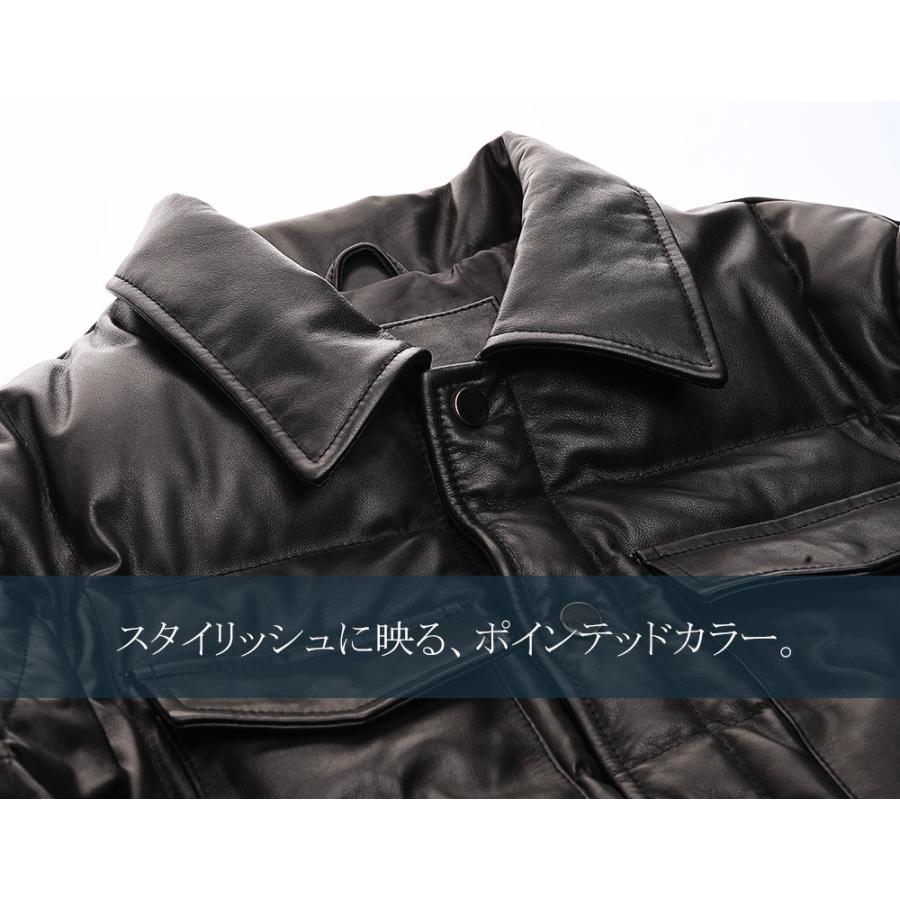 LIASON (リエゾン) ライトに着用できるヘビーアウター・馬革レザーダウンシャツジャケットの画像