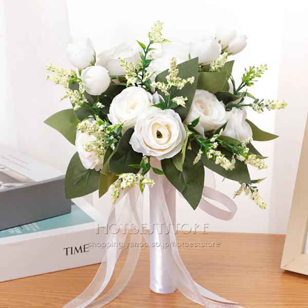 送料無料 ウエディングブーケ ブートニア 手首の花 結婚式 ローズ 造花 ウェディング用 アレンジメント 花嫁 披露宴 手作り キット