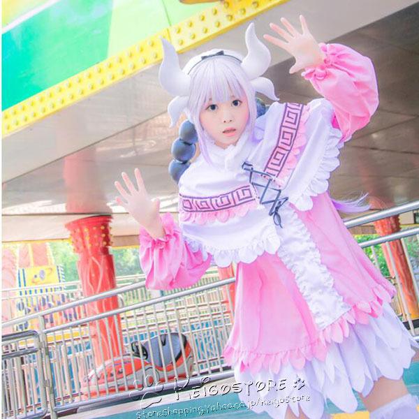 送料無料 小林さんちのメイドラゴン 風 アニメ カンナカムイ 風 コスプレ衣装 ウィッグ 靴