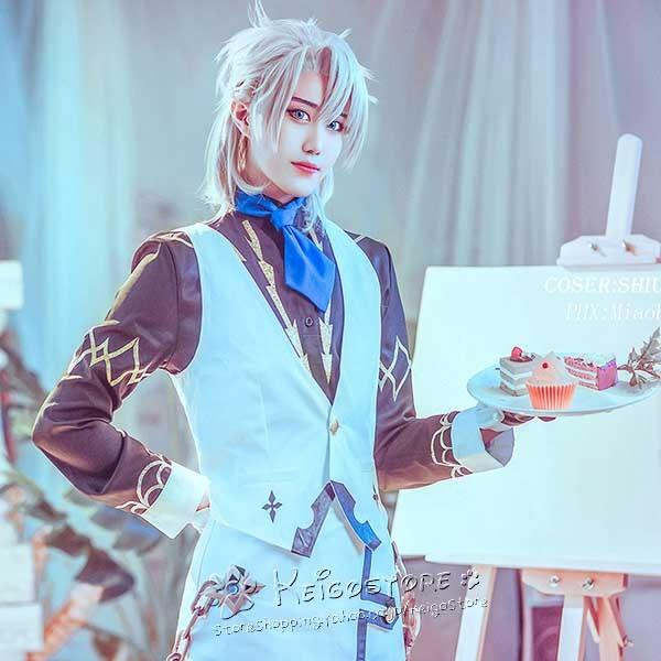 送料無料 原神 げんしん 風 アニメ アルベド ハロウィン仮装 コスプレ衣装 ウィッグ Cosplay
