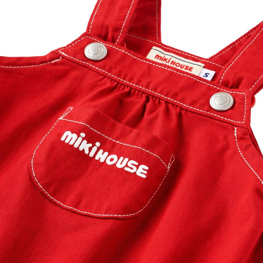 ミキハウス ロンパース 赤 ベージュ インディゴブルー 紺×白 S M MIKIHOUSEの画像