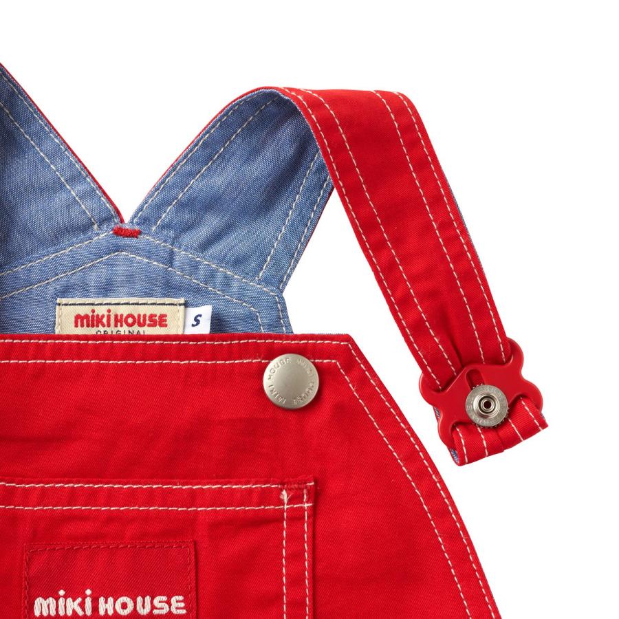 MIKI HOUSE ミキハウス オーバーオール 6分丈 赤 黒 ライト MIKI HOUSE ミキハウス オーバーオール 6分丈 赤 黒 ライト