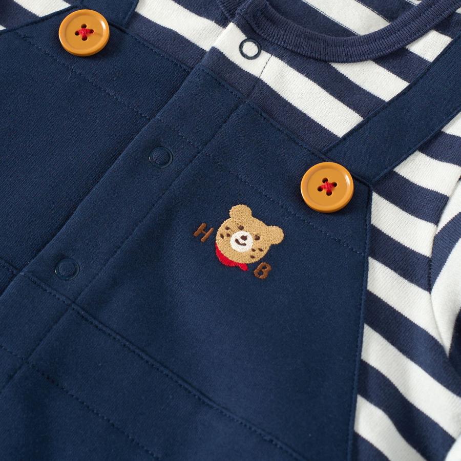 45RPM【80’s希少】紺白チェックなカバーオール HOT BISCUITS ミキハウス オーバーオール重ね着風 カバーオール