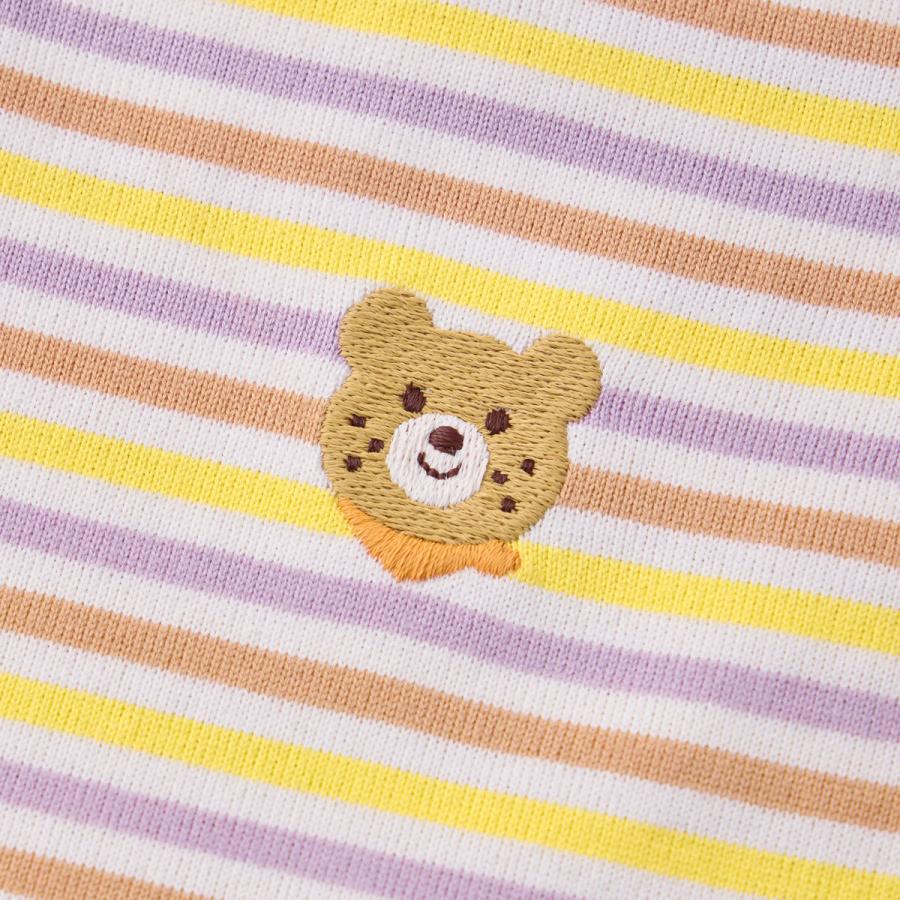 ミキハウス みじんボーダー ワンポイント刺繍 半袖ワンピース ラベンダー 80cm 90cm 100cm 110cm 120cm ホットビスケッツ HOT BISCUITSの画像