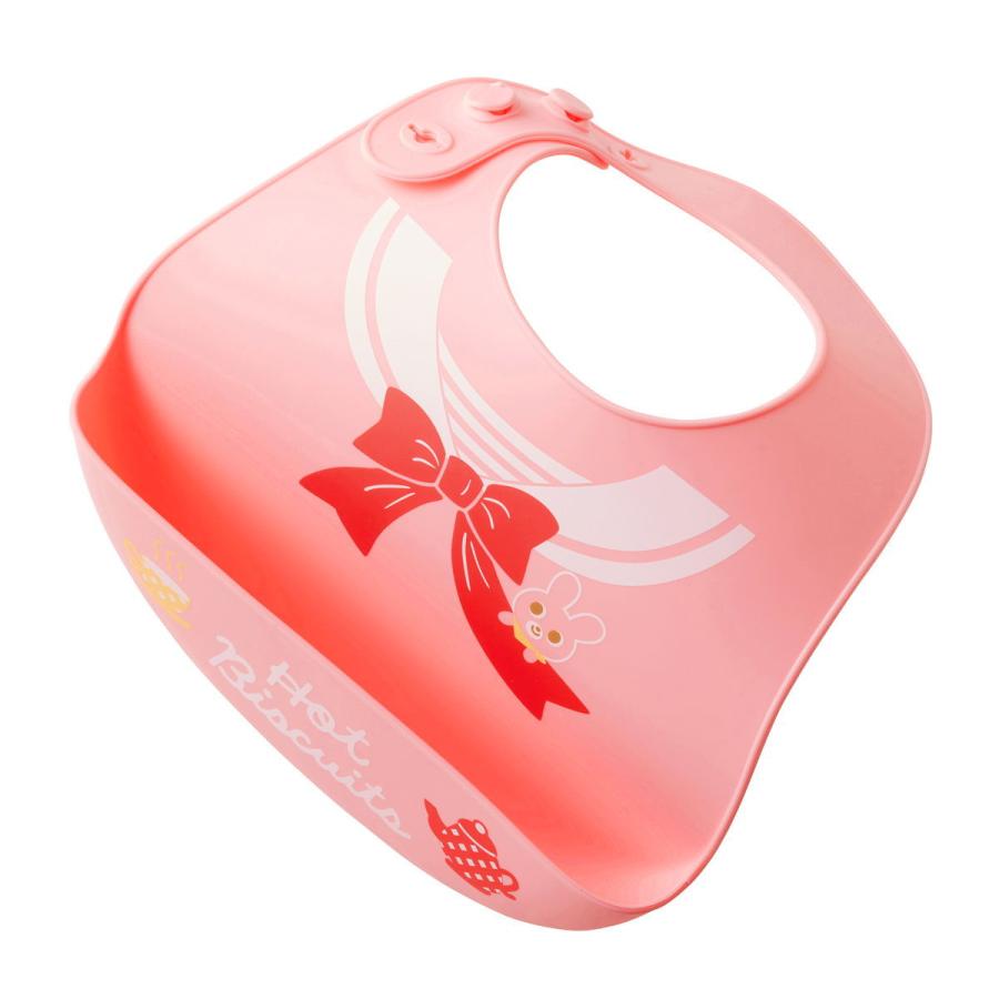 HOT BISCUITS ミキハウス シリコン製 ランチスタイ ピンク オレンジ