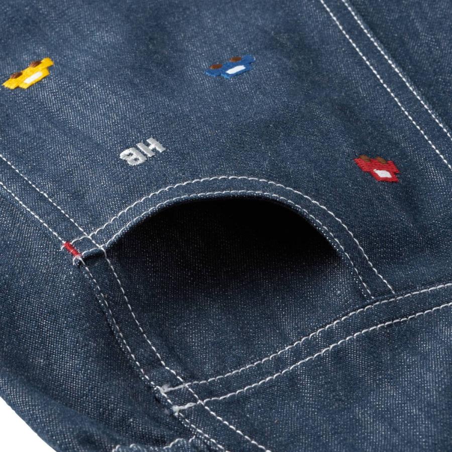 HOT BISCUITS ミキハウス くるま刺繍 デニム オーバーオール 紺 S(70