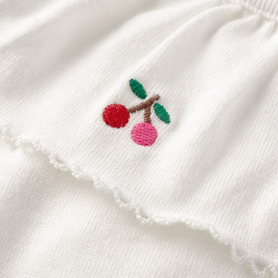 HOT BISCUITS ミキハウス さくらんぼ刺繍 丸襟 長袖ブラウス 白 70cm