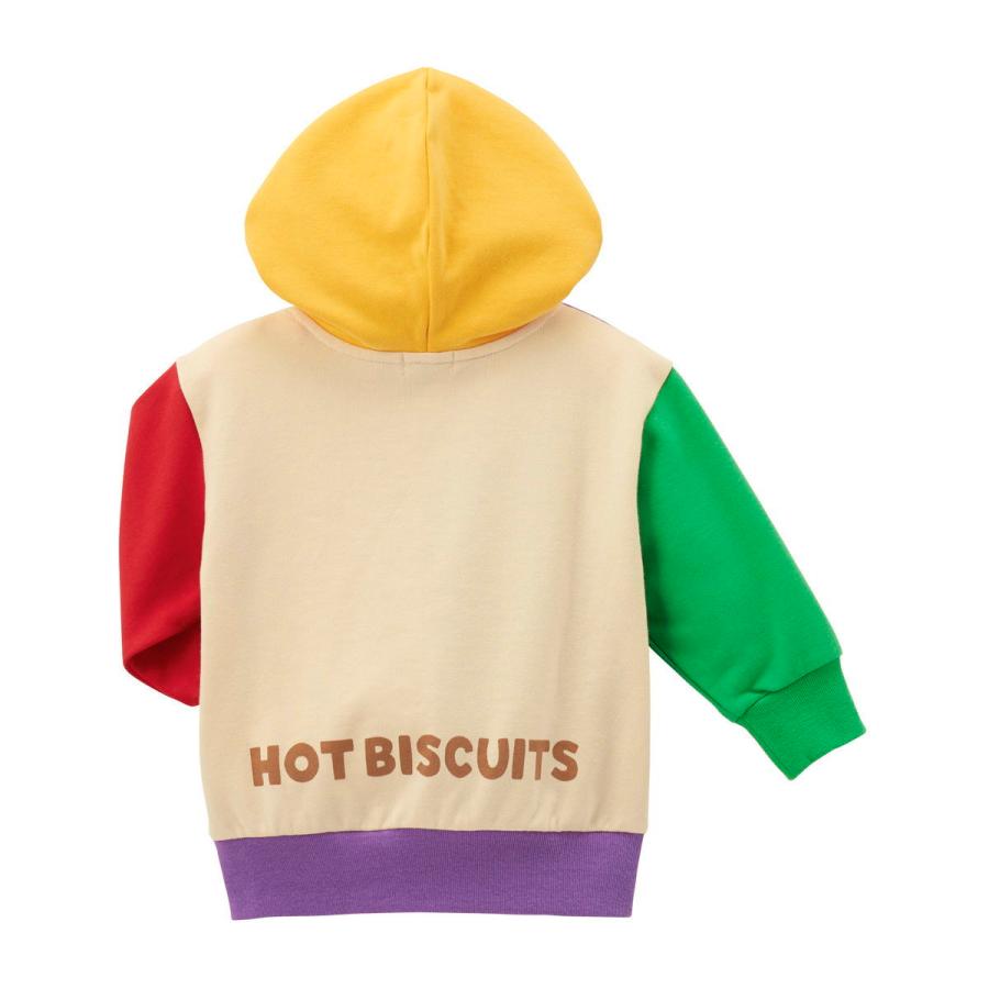 HOT BISCUITS ミキハウス マルチカラー配色切り替え ロゴパーカー