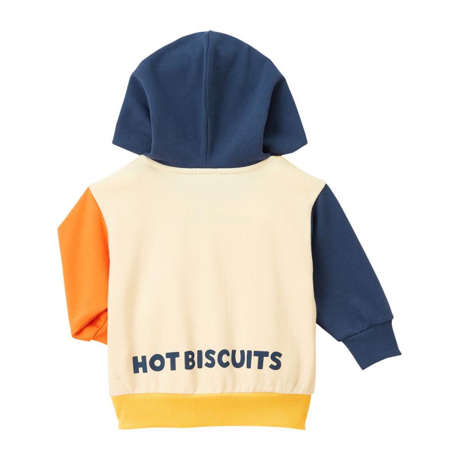 HOT BISCUITS ミキハウス マルチカラー配色切り替え ロゴパーカー