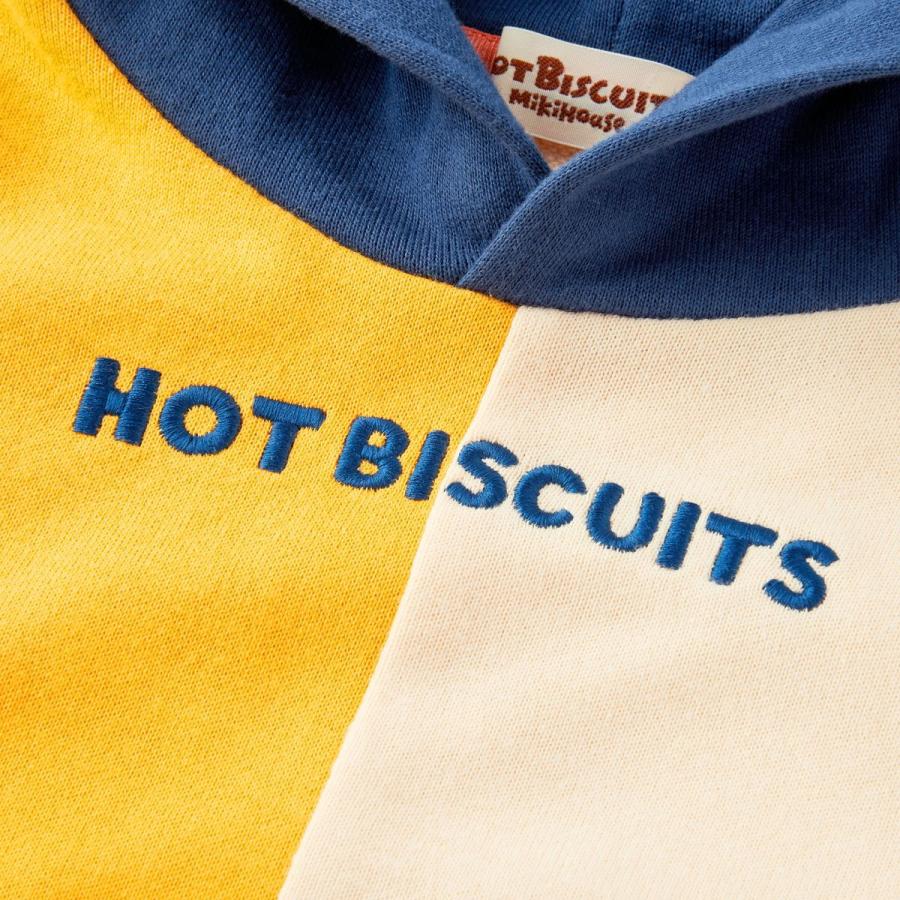 HOT BISCUITS ミキハウス マルチカラー配色切り替え ロゴパーカー