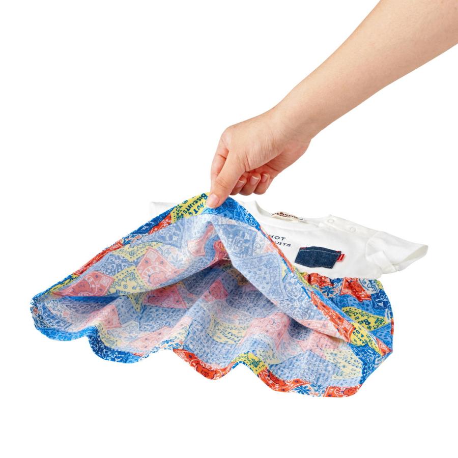 ミキハウス バンダナ柄 切り替えワンピース アウトレット 白 80cm 90cm 100cm 110cm 120cm ホットビスケッツ HOT BISCUITSの画像