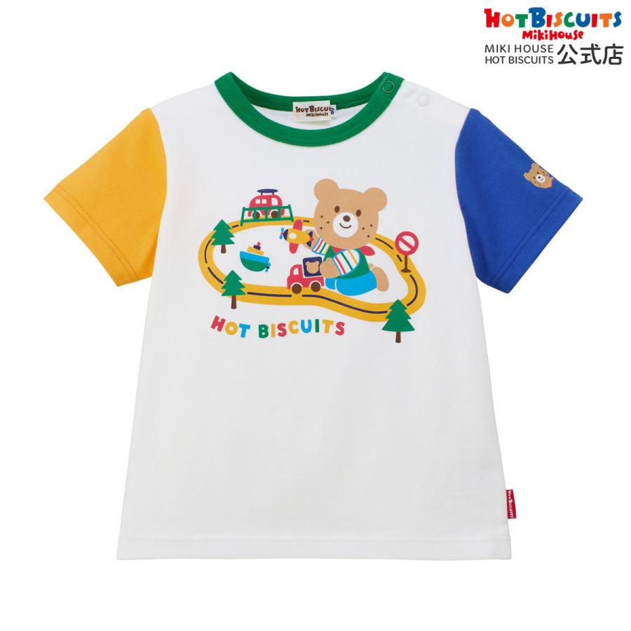 HOT BISCUITS ミキハウス ビーンズ×乗り物プリント 半袖Tシャツ マルチ