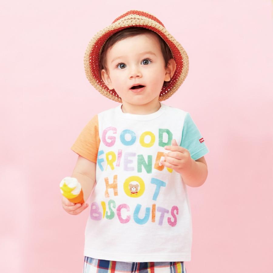 ミキハウス スラブ天竺ロゴ半袖Tシャツ アウトレット ピンク マルチ  