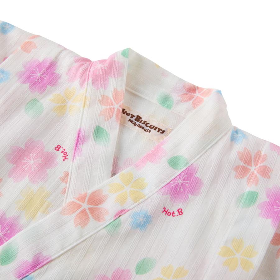 ミキハウス 総柄 甚平スーツ 白 黄 ピンク ブルー ストームブルー 80cm 90cm 100cm 110cm 120cm ホットビスケッツ HOT BISCUITSの画像