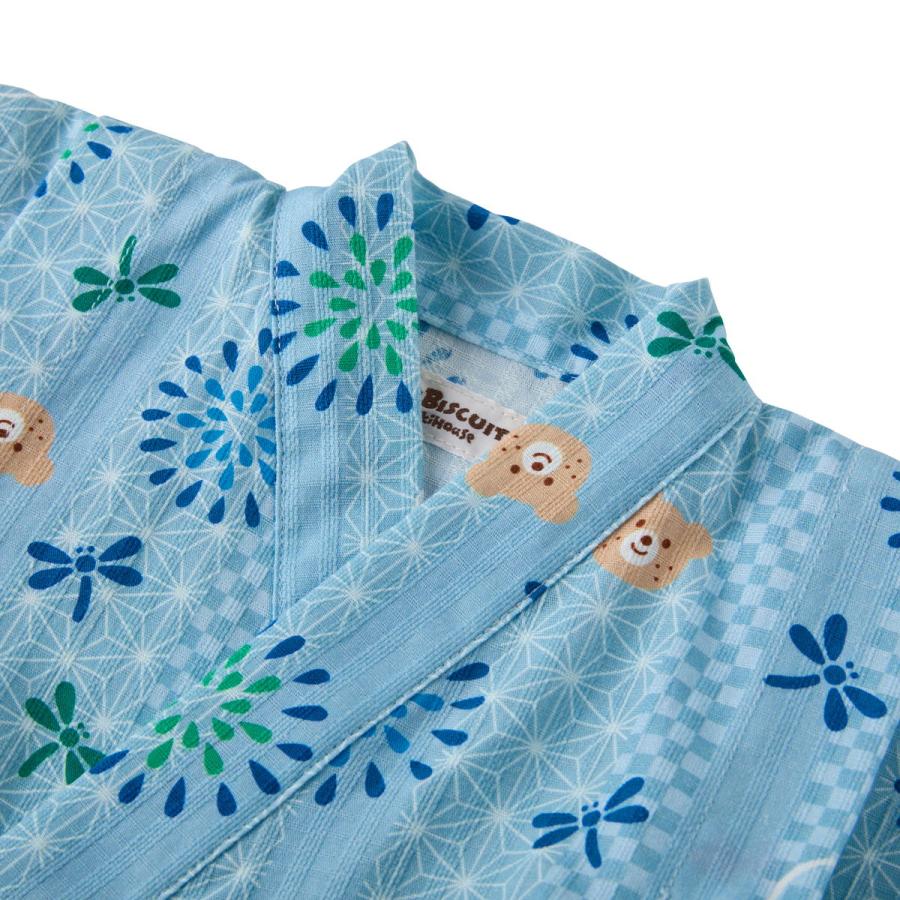ミキハウス 総柄 甚平スーツ 白 黄 ピンク ブルー ストームブルー 80cm 90cm 100cm 110cm 120cm ホットビスケッツ HOT BISCUITSの画像