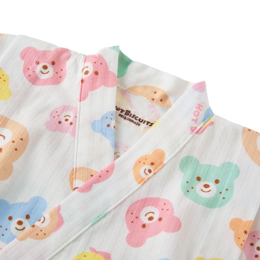 ミキハウス 総柄 甚平スーツ 白 黄 ピンク ブルー ストームブルー 80cm 90cm 100cm 110cm 120cm ホットビスケッツ HOT BISCUITSの画像