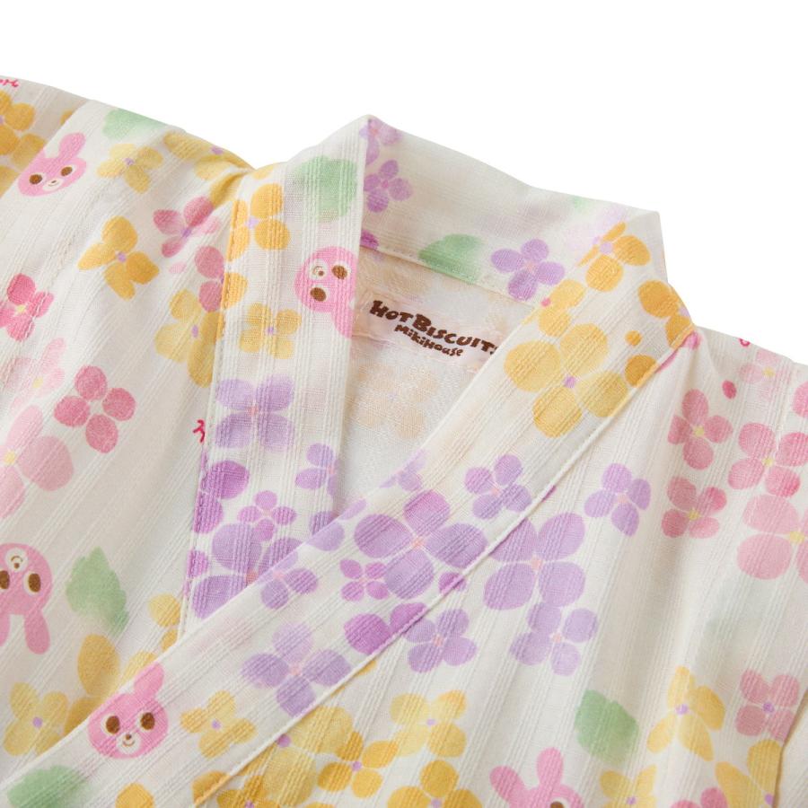ミキハウス 総柄 甚平スーツ 白 黄 ピンク ブルー ストームブルー 80cm 90cm 100cm 110cm 120cm ホットビスケッツ HOT BISCUITSの画像