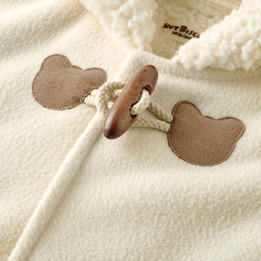 HOT BISCUITS ミキハウス お耳付きボアフリース ダッフルマント 赤 紺