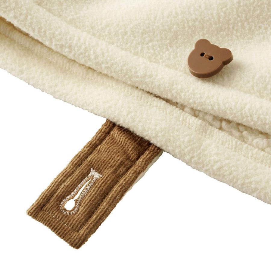 HOT BISCUITS ミキハウス お耳付きボアフリース ダッフルマント 赤 紺