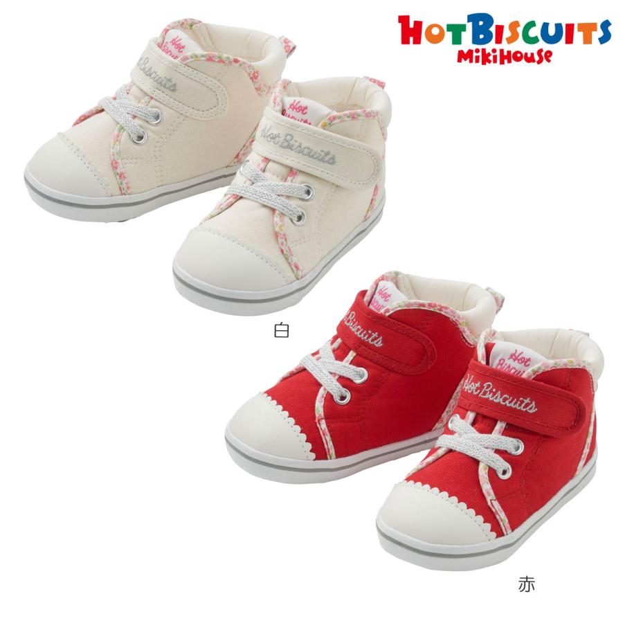 HOT BISCUITS ミキハウス セカンドシューズ 小花柄 パイピング