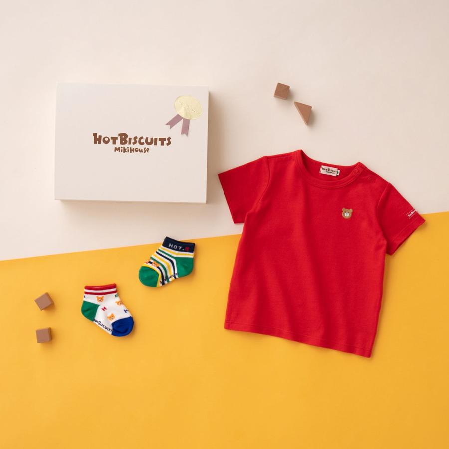 HOT BISCUITS ミキハウス 出産祝い 内祝い ワンポイント半袖Tシャツ 