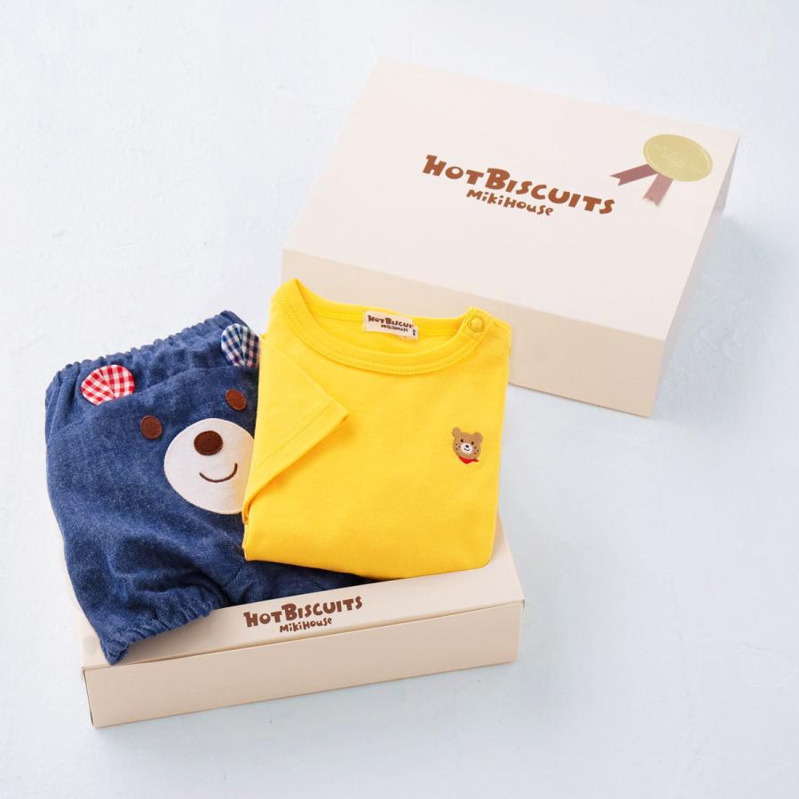ミキハウス 出産祝い 内祝い ワンポイント半袖Tシャツ＆顔ドンブルマセット【BOX付き】 アウトレット ホットビスケッツ HOT BISCUITSの画像