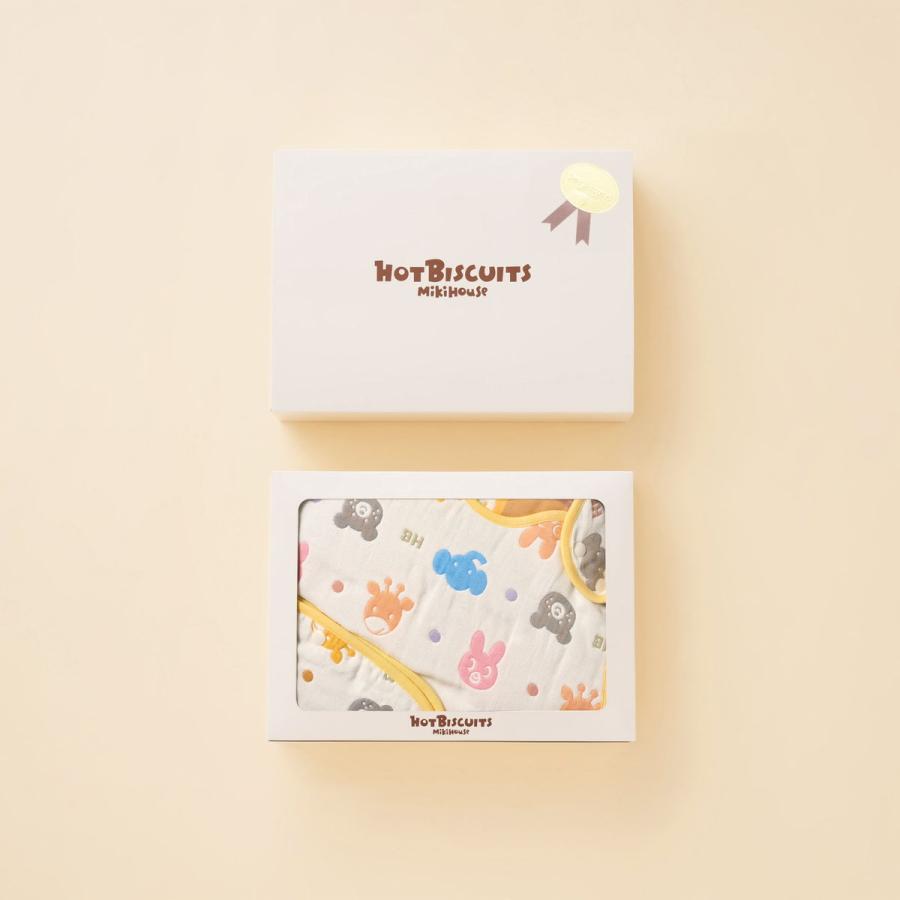 ミキハウス 出産祝い 内祝い 六重織どうぶつ柄ガーゼスリーパーセット【BOX付き】 マルチカラー フリ- ホットビスケッツ HOT BISCUITSの画像