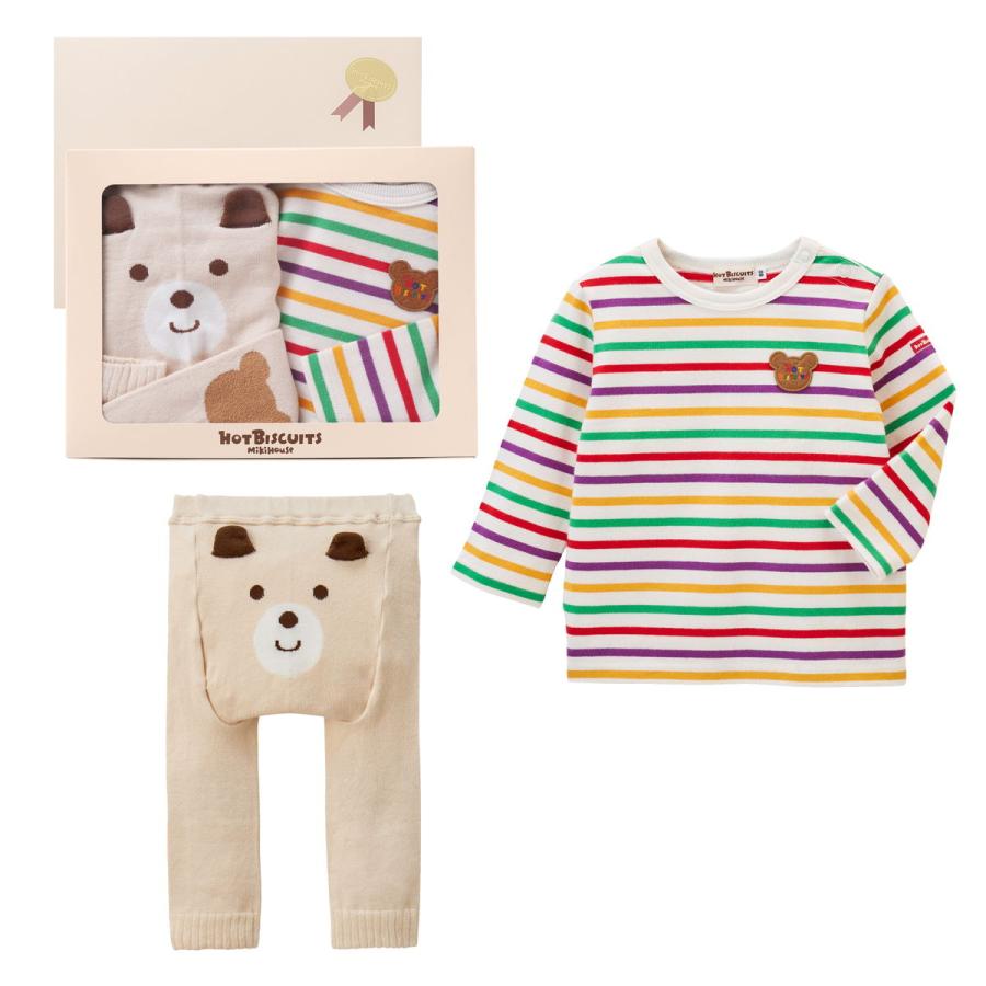 HOT BISCUITS ミキハウス 出産祝い 内祝い ボーダー柄長袖Tシャツ