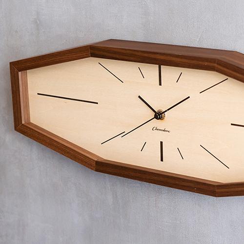 電波時計 壁掛け シャンブル CHAMBRE LINE CLOCK WALNUT CH-060 掛時計 八角形 木製 特典付 おしゃれ 連続秒針 壁掛け時計 静音 シンプル 木目 日本製 ギフト｜hotchpotch｜09