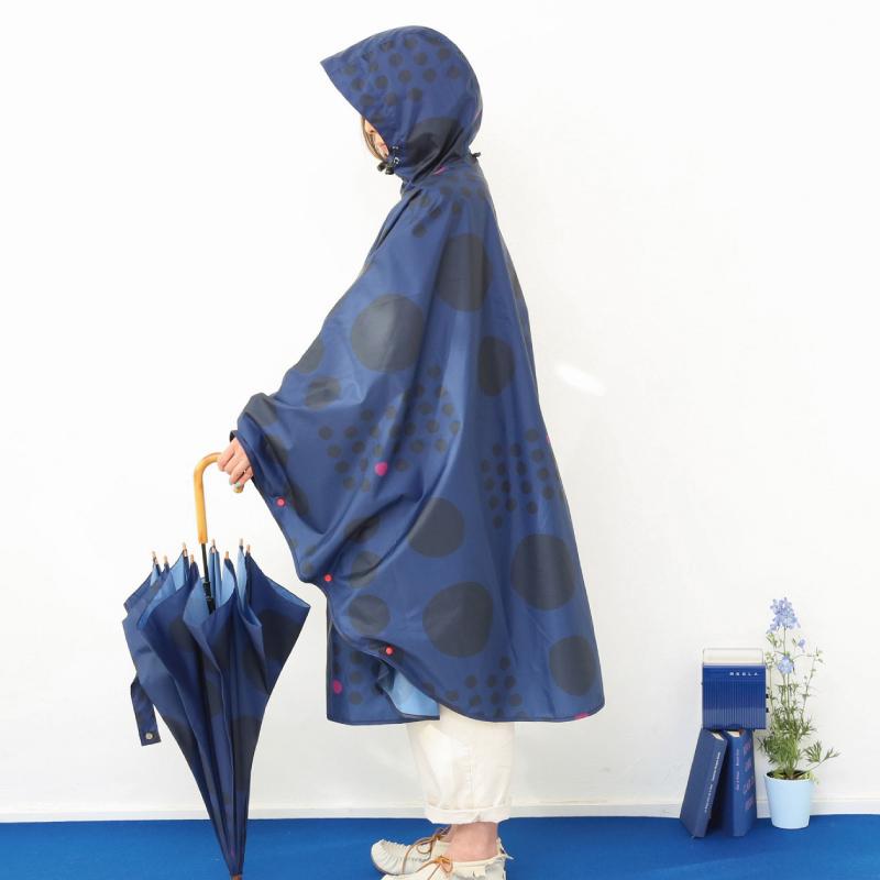 レインポンチョ レディース サンキューニ プリュスエム 392 plusm Rain Poncho maru 大人 ママ 撥水 レインコート かわいい ドット 自転車 リュック対応 ギフト｜hotchpotch｜18