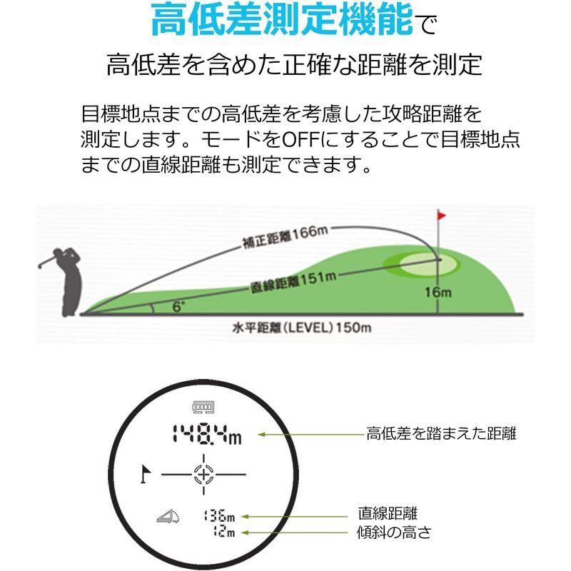 ゴルフ 距離計 ゴルフ レーザー距離計 0.3秒計測 高低差補正ON OFF