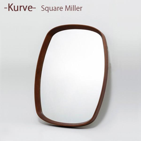 鏡 ミラー クルベ スクエアミラー かがみ トイレ 洗面所 飾り 木 シンプル インテリア デザイン おしゃれ