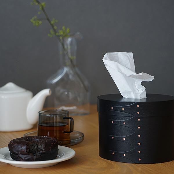 シェーカーティッシュボックス ブラック チェリー材 天然の木材
