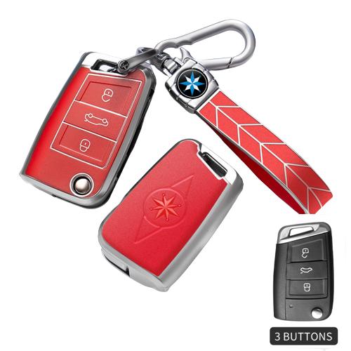 W2022202キーカバーキーケースフォルクスワーゲン,ゴルフ,mk7,ジェッタ,gti,eos,シート,arona,スコダオクタビア用の車の